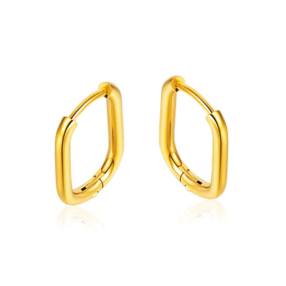 1 Pair Simple Style Solid Color Patchwork Stainless Steel Hoop Earrings