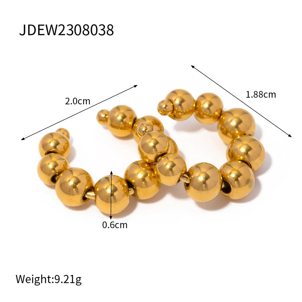 1 Pair Simple Style Solid Color Plating 304 Stainless Steel 18K Gold Plated Ear Cuffs