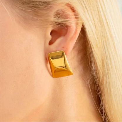 1 Pair Simple Style Solid Color Plating 304 Stainless Steel None 18K Gold Plated Ear Studs