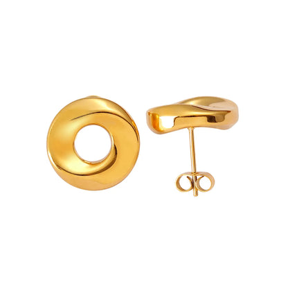 1 Pair Simple Style Solid Color Plating 304 Stainless Steel 316 Stainless Steel  18K Gold Plated Ear Studs