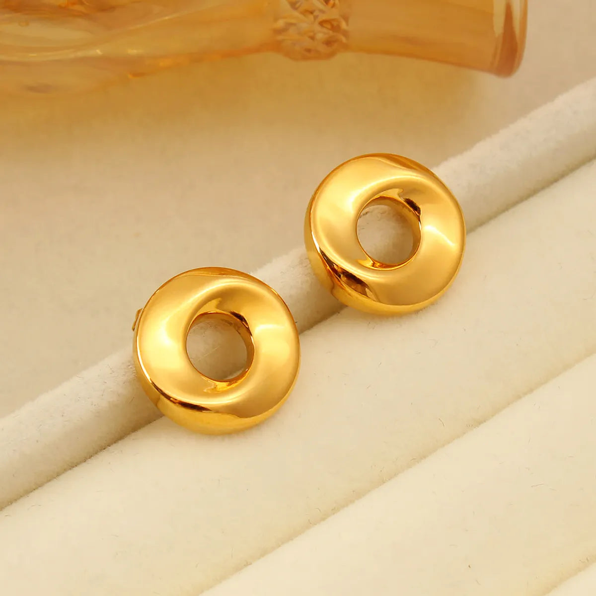 1 Pair Simple Style Solid Color Plating 304 Stainless Steel 316 Stainless Steel  18K Gold Plated Ear Studs