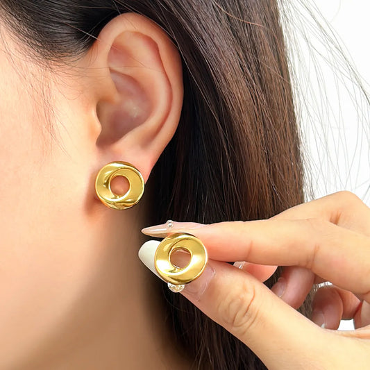 1 Pair Simple Style Solid Color Plating 304 Stainless Steel 316 Stainless Steel  18K Gold Plated Ear Studs