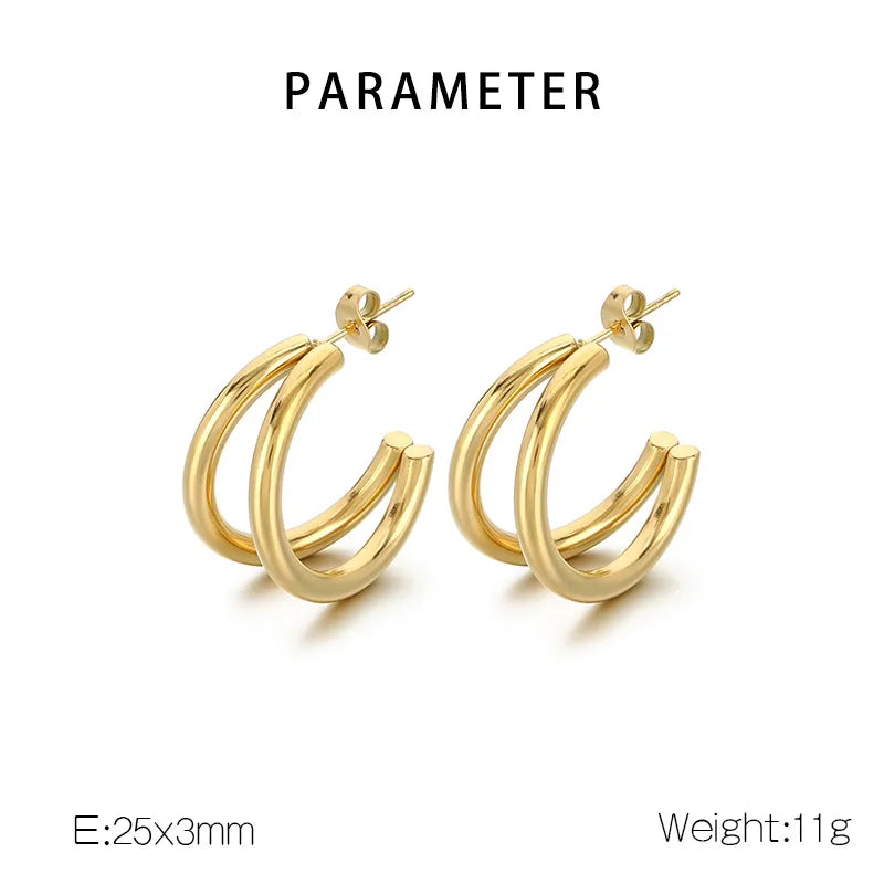 1 Pair Simple Style Solid Color Plating 304 Stainless Steel 18K Gold Plated Ear Studs