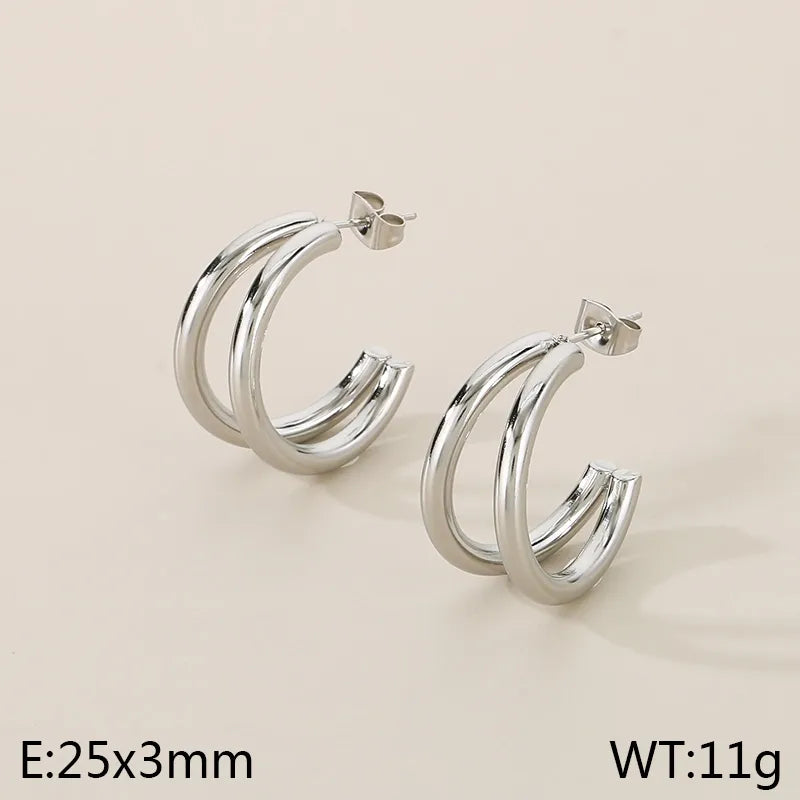 1 Pair Simple Style Solid Color Plating 304 Stainless Steel 18K Gold Plated Ear Studs