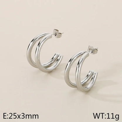 1 Pair Simple Style Solid Color Plating 304 Stainless Steel 18K Gold Plated Ear Studs