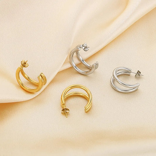 1 Pair Simple Style Solid Color Plating 304 Stainless Steel 18K Gold Plated Ear Studs