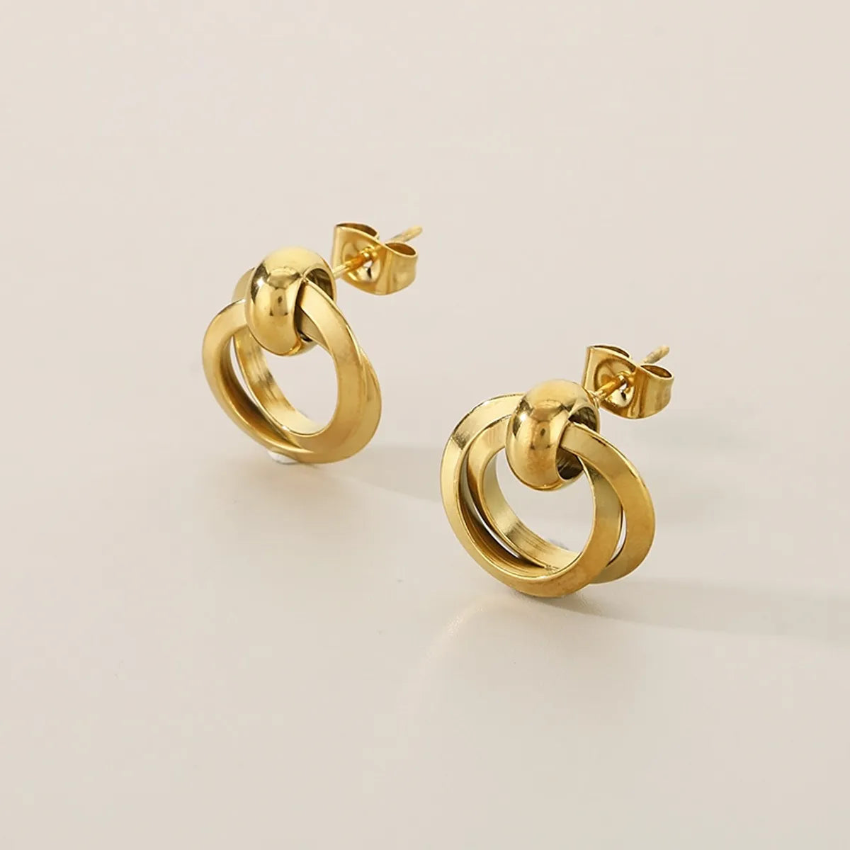 1 Pair Simple Style Solid Color Plating 304 Stainless Steel 18K Gold Plated Ear Studs