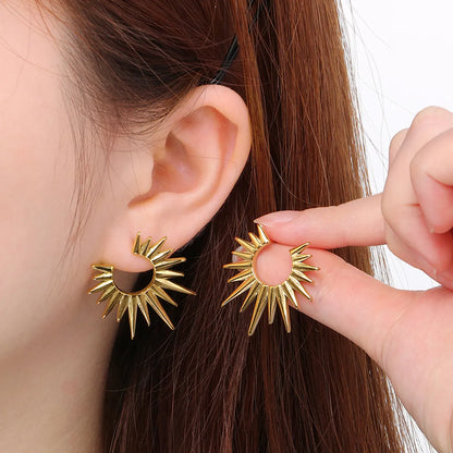 1 Pair Simple Style Solid Color Plating 304 Stainless Steel 18K Gold Plated Ear Studs