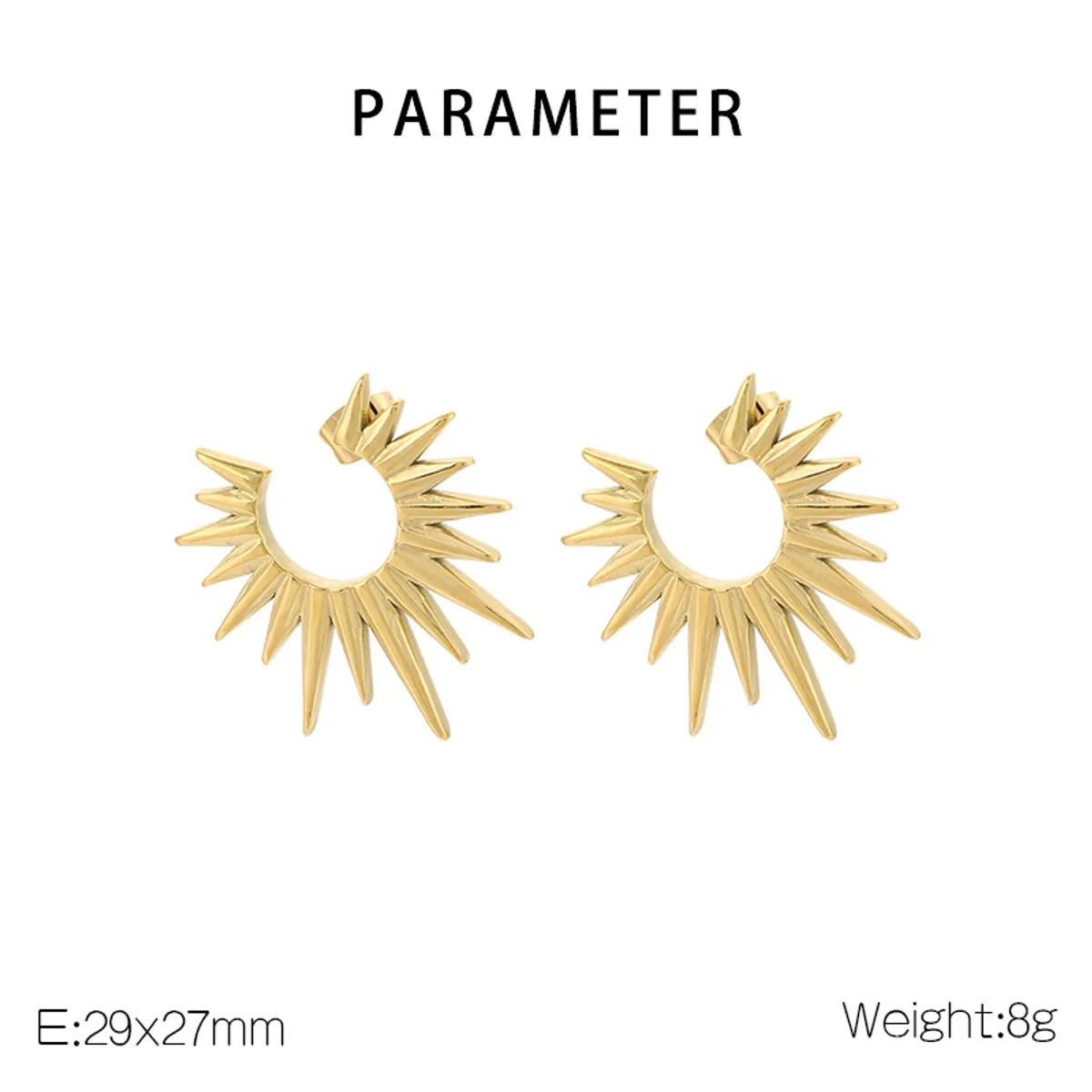 1 Pair Simple Style Solid Color Plating 304 Stainless Steel 18K Gold Plated Ear Studs