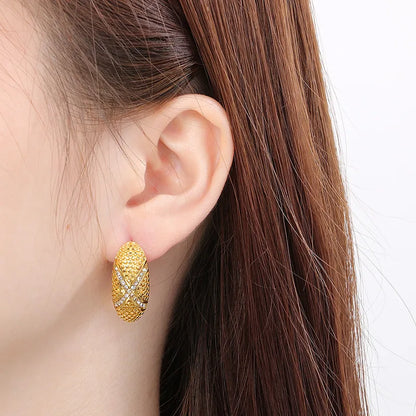 1 Pair Simple Style Solid Color Plating 304 Stainless Steel 18K Gold Plated Ear Studs