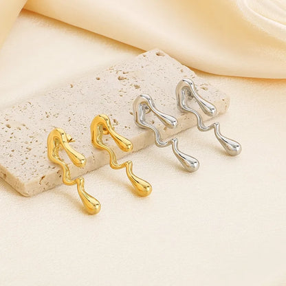 1 Pair Simple Style Solid Color Plating 304 Stainless Steel 18K Gold Plated Ear Studs