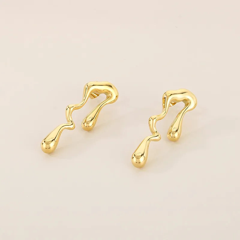 1 Pair Simple Style Solid Color Plating 304 Stainless Steel 18K Gold Plated Ear Studs