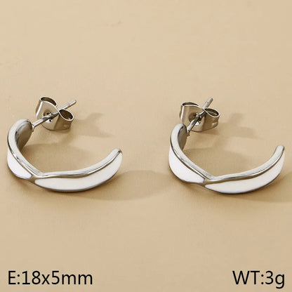 1 Pair Simple Style Solid Color Plating 304 Stainless Steel 18K Gold Plated Ear Studs