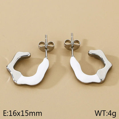 1 Pair Simple Style Solid Color Plating 304 Stainless Steel 18K Gold Plated Ear Studs