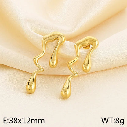 1 Pair Simple Style Solid Color Plating 304 Stainless Steel 18K Gold Plated Ear Studs