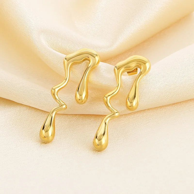 1 Pair Simple Style Solid Color Plating 304 Stainless Steel 18K Gold Plated Ear Studs