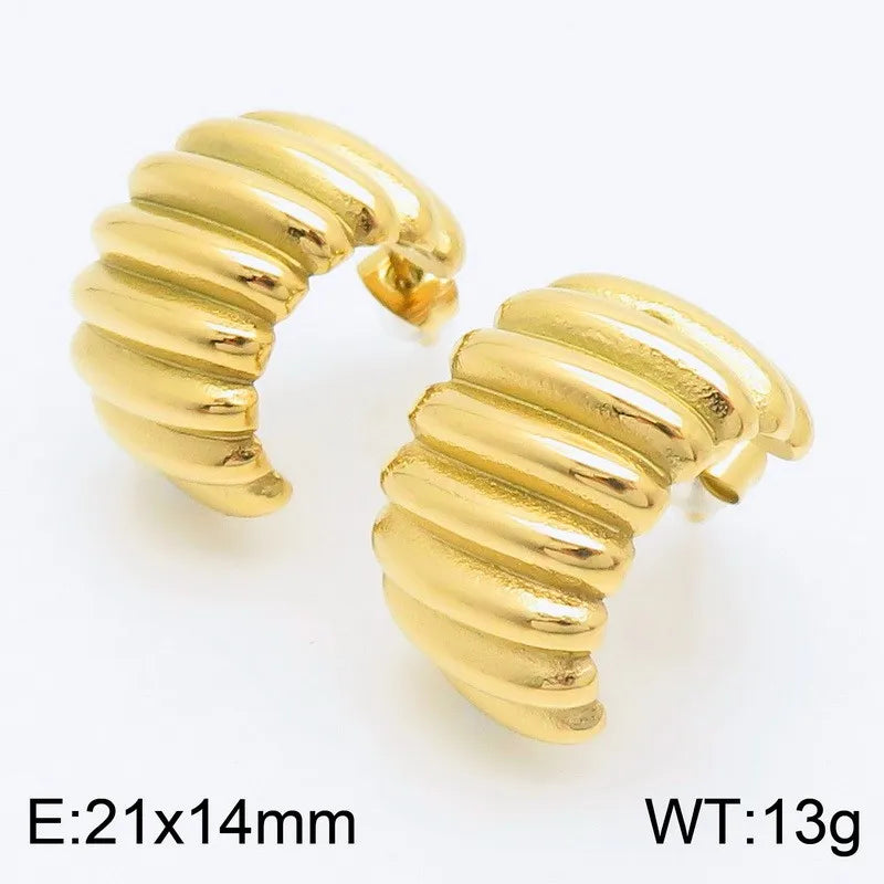 1 Pair Simple Style Solid Color Plating 304 Stainless Steel 18K Gold Plated Ear Studs