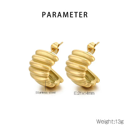 1 Pair Simple Style Solid Color Plating 304 Stainless Steel 18K Gold Plated Ear Studs