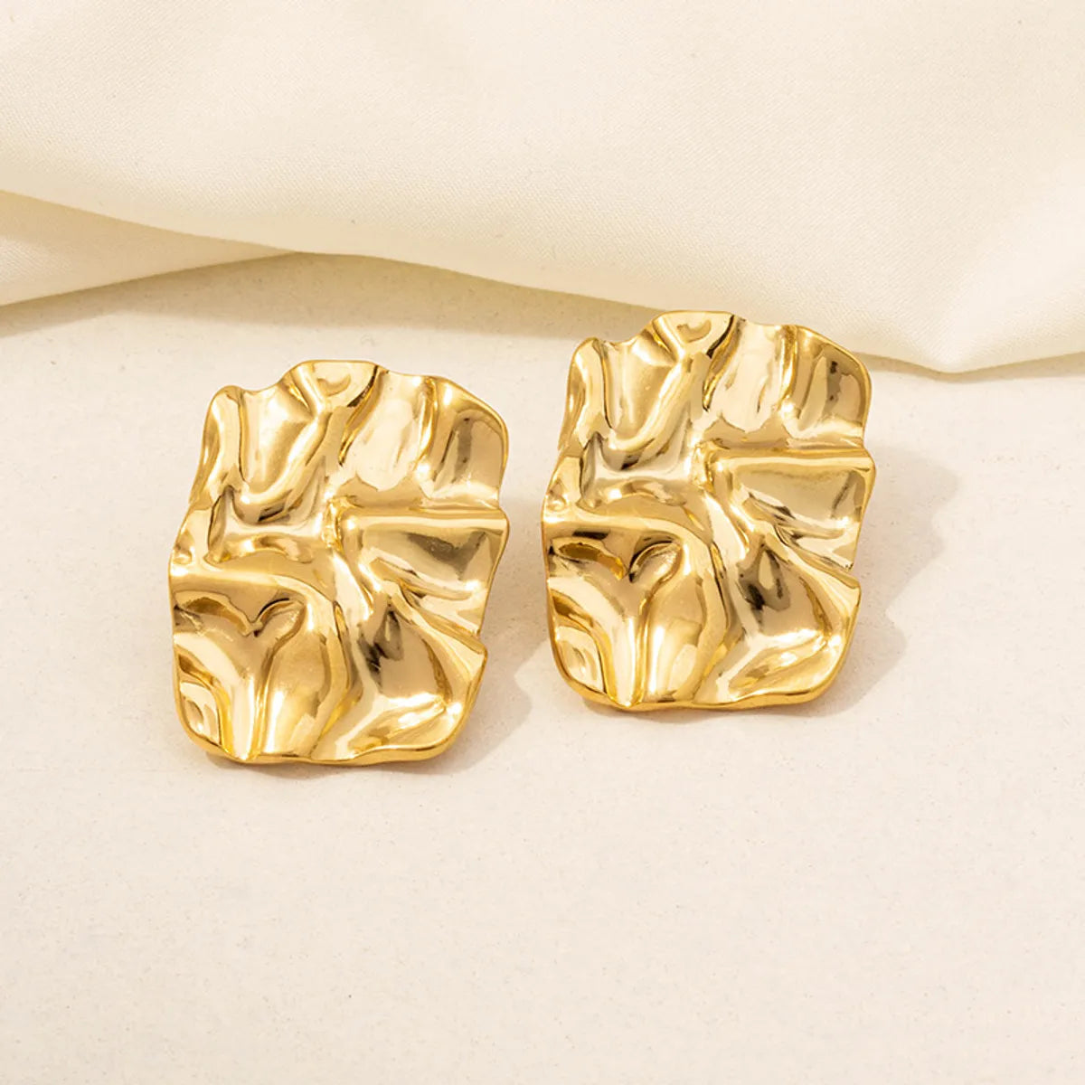 1 Pair Simple Style Solid Color Plating 304 Stainless Steel 18K Gold Plated Ear Studs