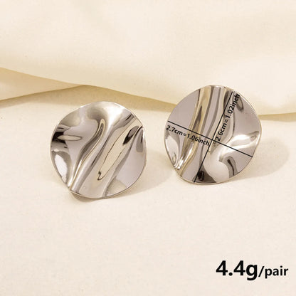 1 Pair Simple Style Solid Color Plating 304 Stainless Steel 18K Gold Plated Ear Studs