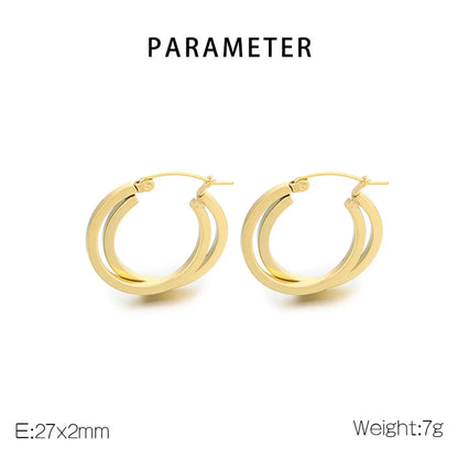 1 Pair Simple Style Solid Color Plating 304 Stainless Steel 18K Gold Plated Earrings