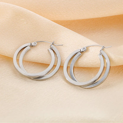 1 Pair Simple Style Solid Color Plating 304 Stainless Steel 18K Gold Plated Earrings