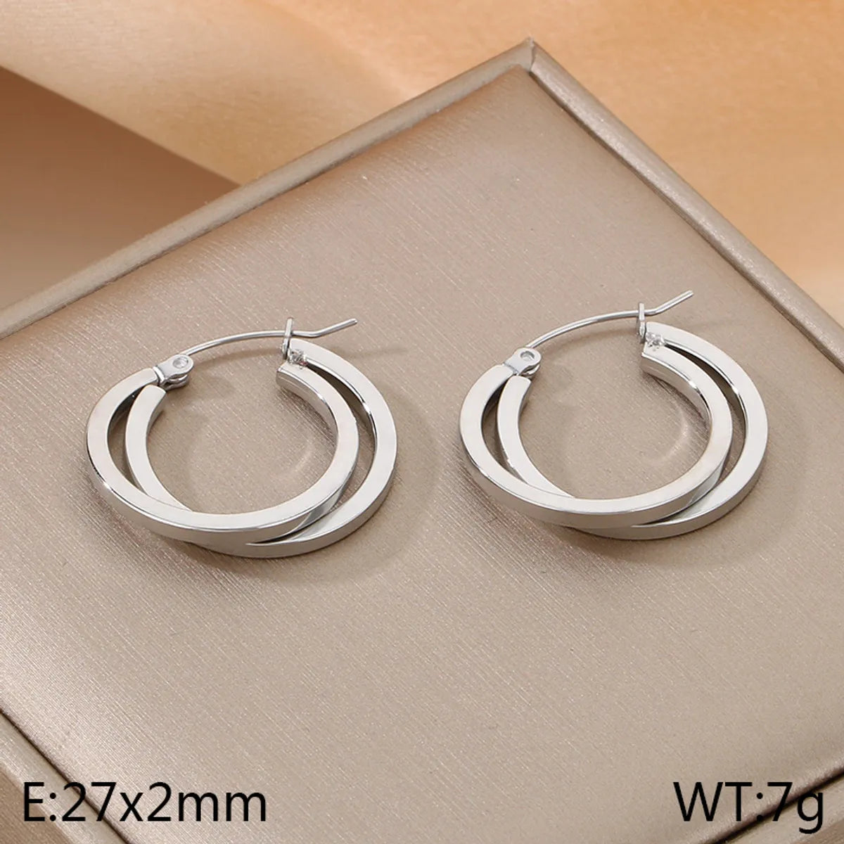 1 Pair Simple Style Solid Color Plating 304 Stainless Steel 18K Gold Plated Earrings