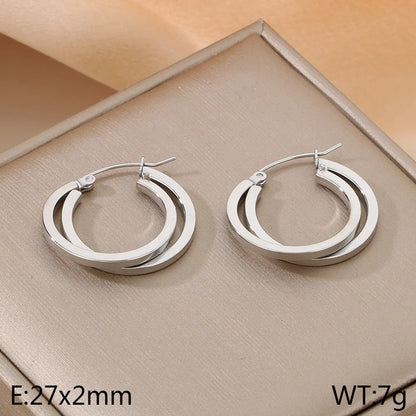 1 Pair Simple Style Solid Color Plating 304 Stainless Steel 18K Gold Plated Earrings