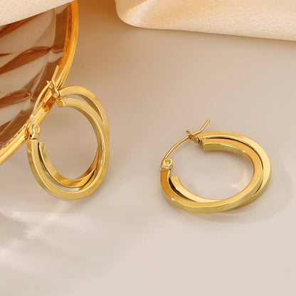 1 Pair Simple Style Solid Color Plating 304 Stainless Steel 18K Gold Plated Earrings