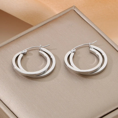 1 Pair Simple Style Solid Color Plating 304 Stainless Steel 18K Gold Plated Earrings