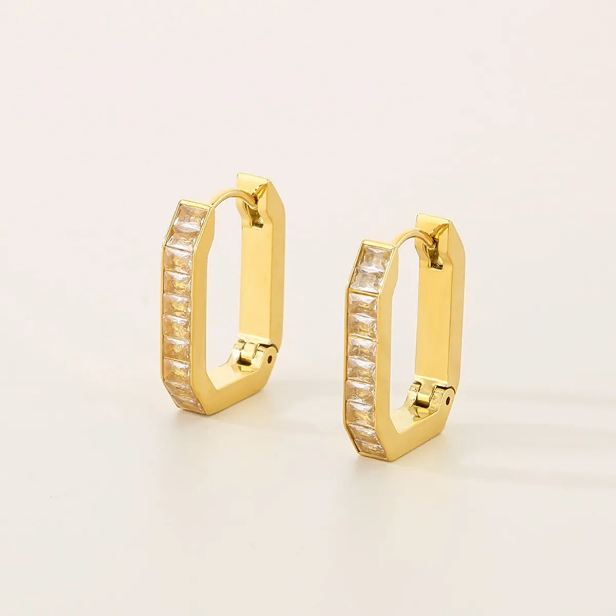 1 Pair Simple Style Solid Color Plating 304 Stainless Steel 18K Gold Plated Earrings