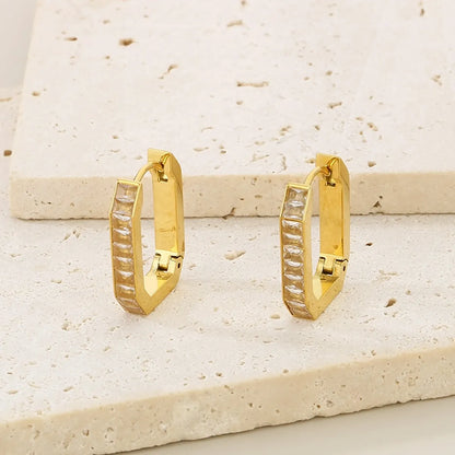 1 Pair Simple Style Solid Color Plating 304 Stainless Steel 18K Gold Plated Earrings