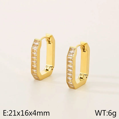 1 Pair Simple Style Solid Color Plating 304 Stainless Steel 18K Gold Plated Earrings