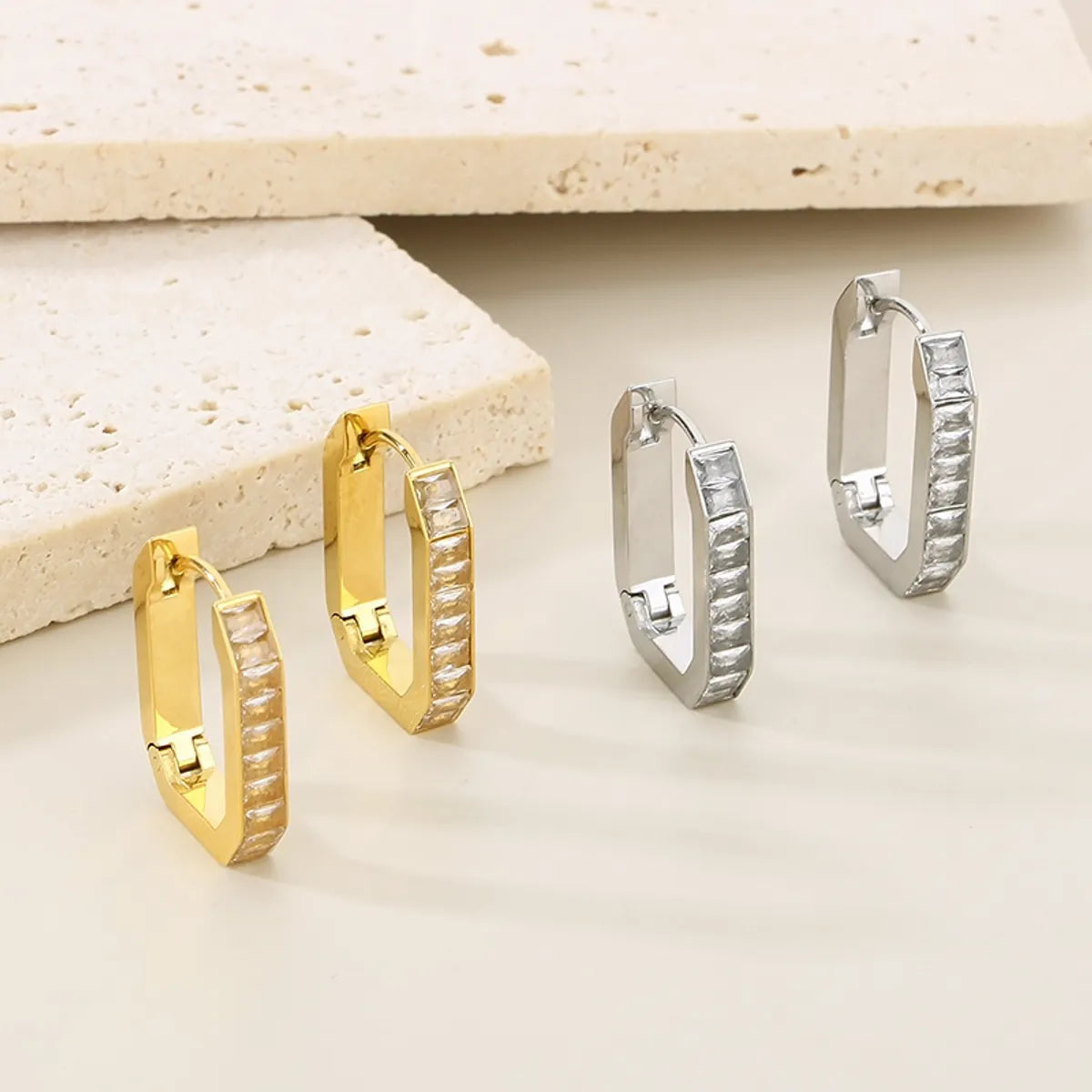 1 Pair Simple Style Solid Color Plating 304 Stainless Steel 18K Gold Plated Earrings