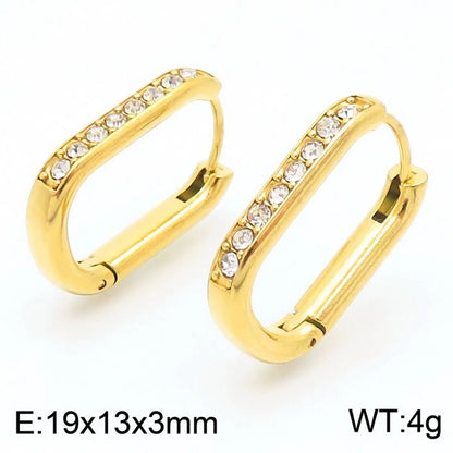 1 Pair Simple Style Solid Color Plating 304 Stainless Steel 18K Gold Plated Earrings