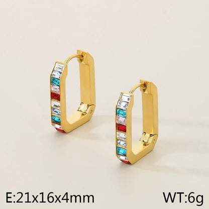 1 Pair Simple Style Solid Color Plating 304 Stainless Steel 18K Gold Plated Earrings