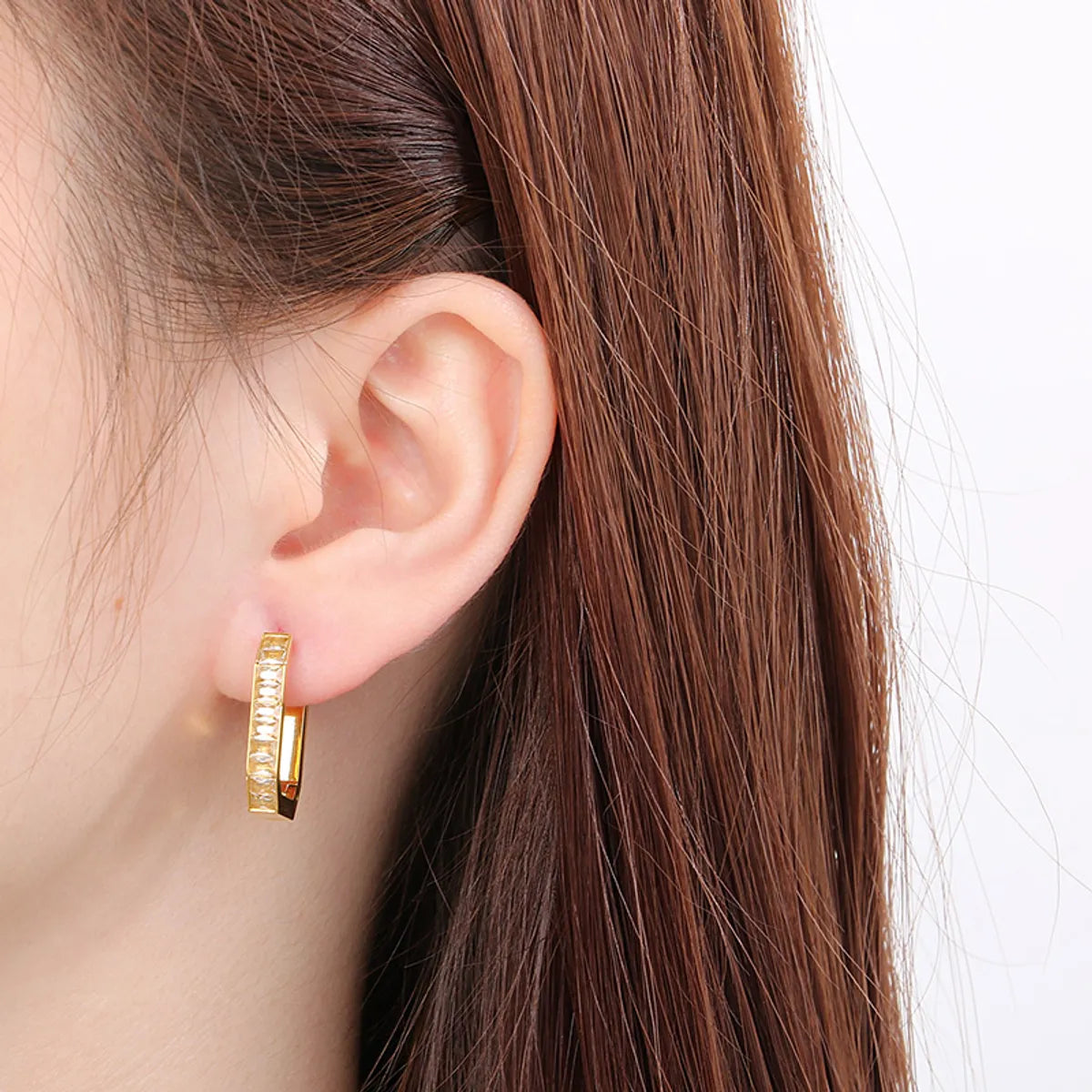 1 Pair Simple Style Solid Color Plating 304 Stainless Steel 18K Gold Plated Earrings