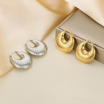 1 Pair Simple Style Solid Color Plating 304 Stainless Steel 18K Gold Plated Earrings