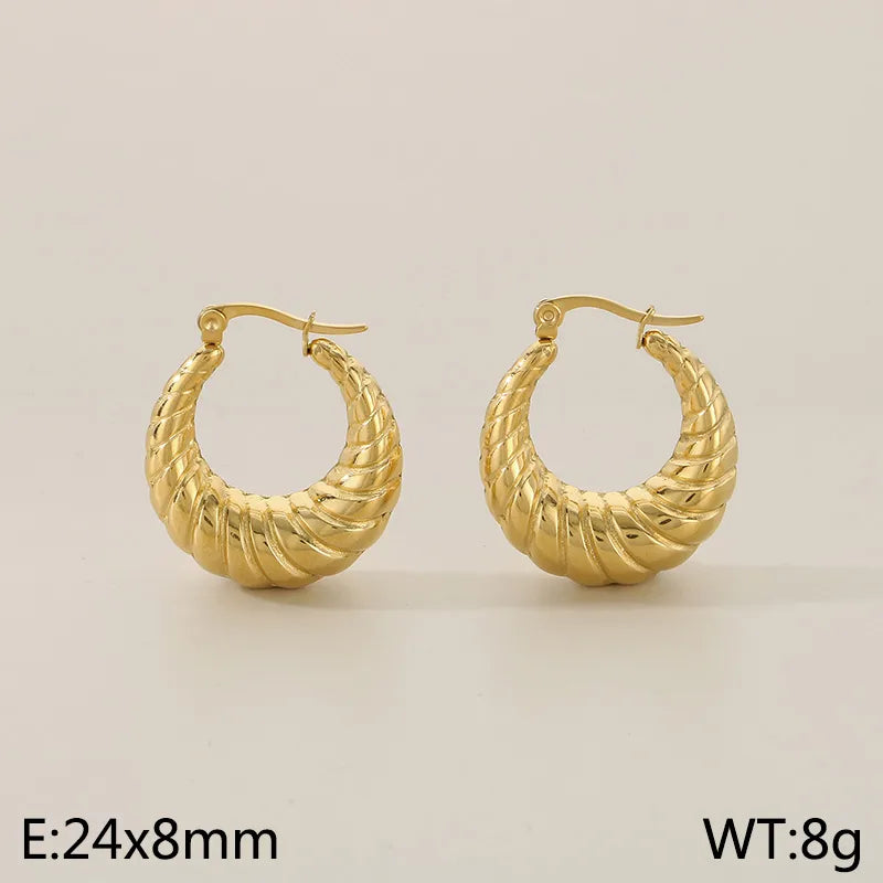 1 Pair Simple Style Solid Color Plating 304 Stainless Steel 18K Gold Plated Earrings