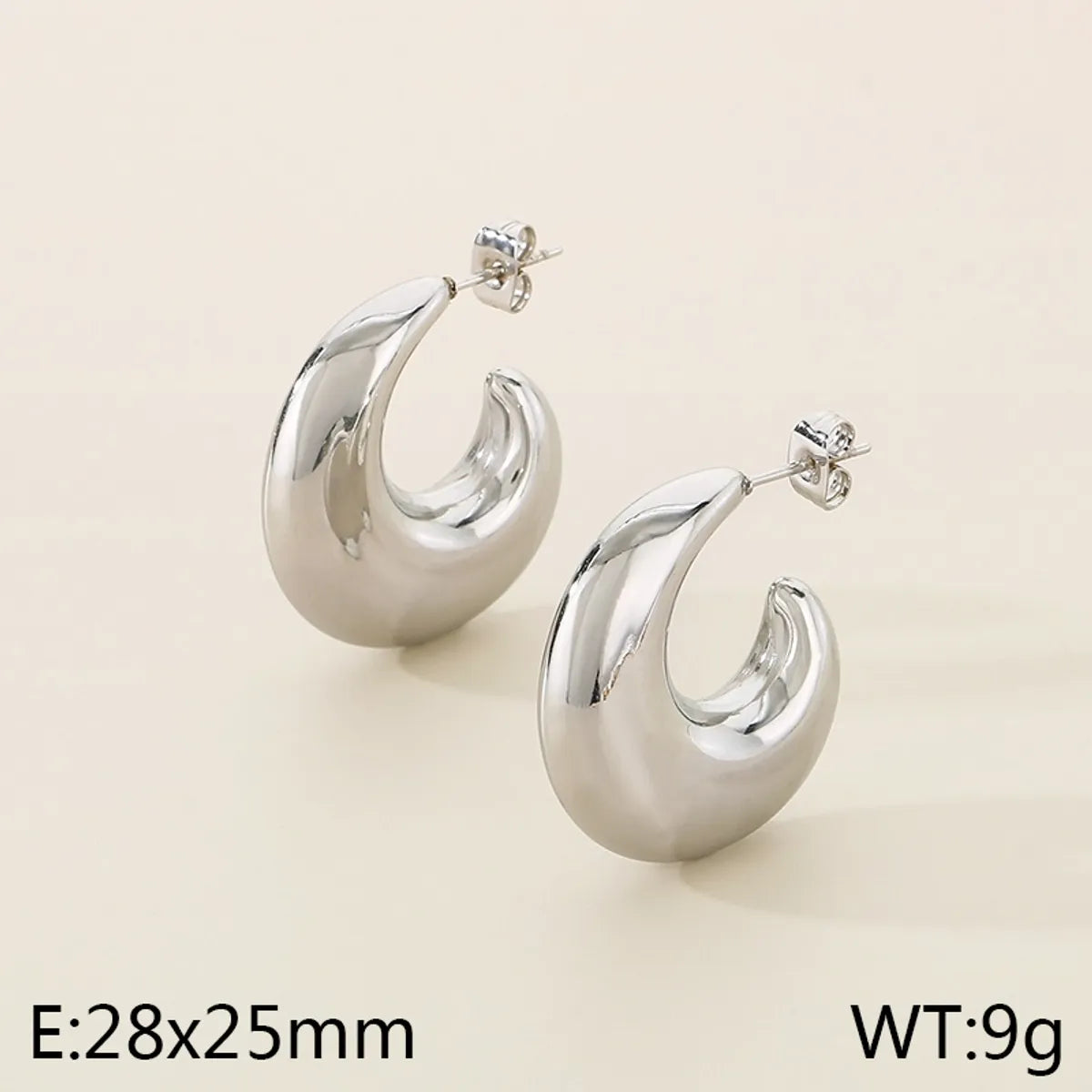 1 Pair Simple Style Solid Color Plating 304 Stainless Steel 18K Gold Plated Earrings