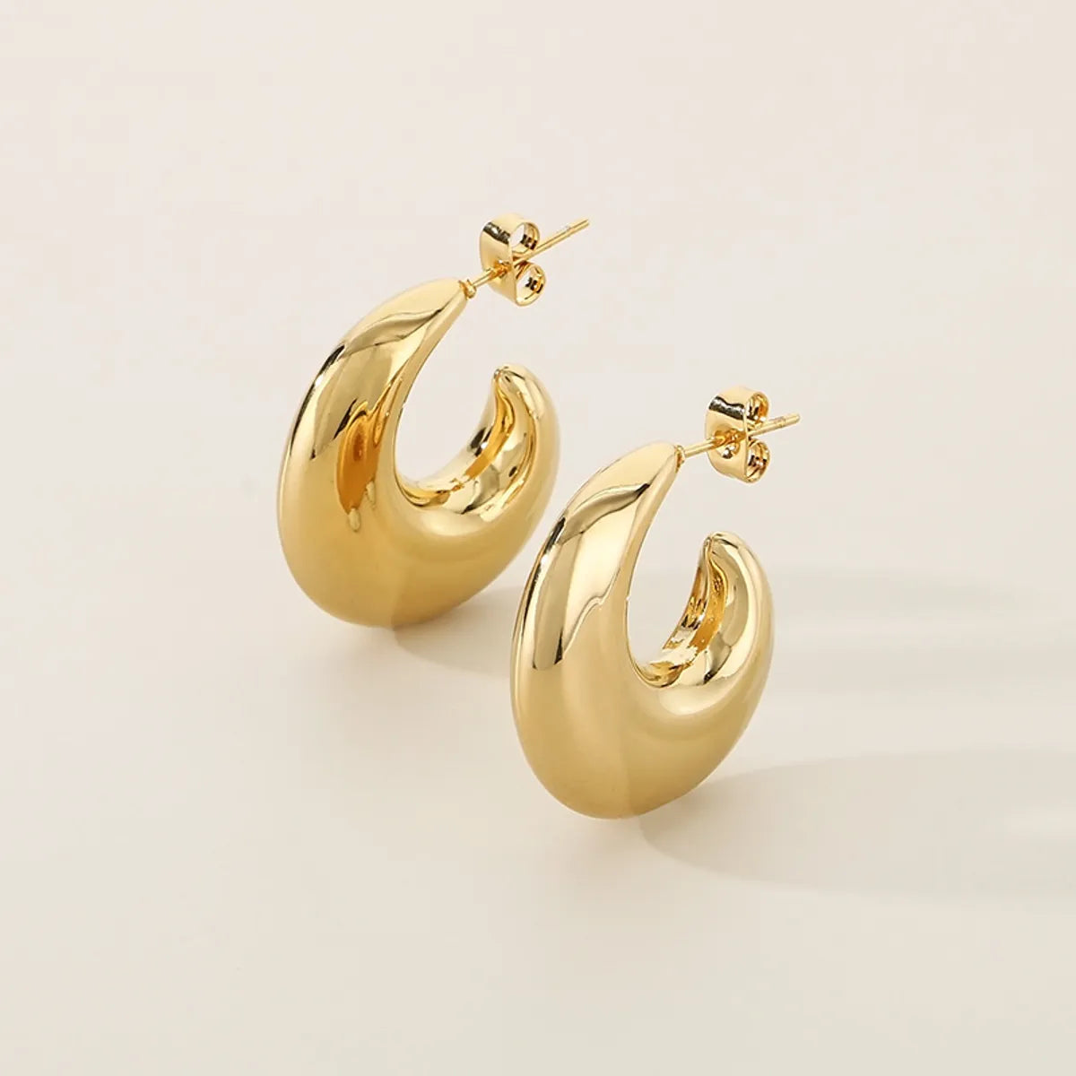 1 Pair Simple Style Solid Color Plating 304 Stainless Steel 18K Gold Plated Earrings