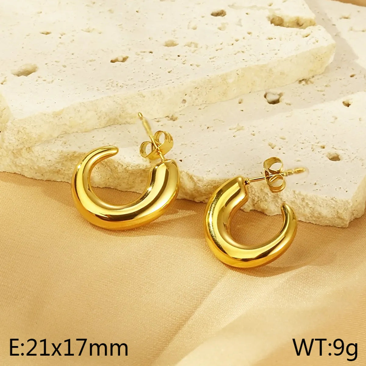 1 Pair Simple Style Solid Color Plating 304 Stainless Steel 18K Gold Plated Earrings