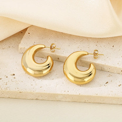 1 Pair Simple Style Solid Color Plating 304 Stainless Steel 18K Gold Plated Earrings