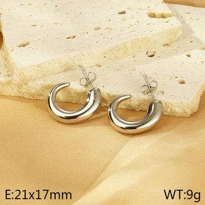 1 Pair Simple Style Solid Color Plating 304 Stainless Steel 18K Gold Plated Earrings