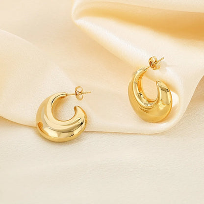 1 Pair Simple Style Solid Color Plating 304 Stainless Steel 18K Gold Plated Earrings