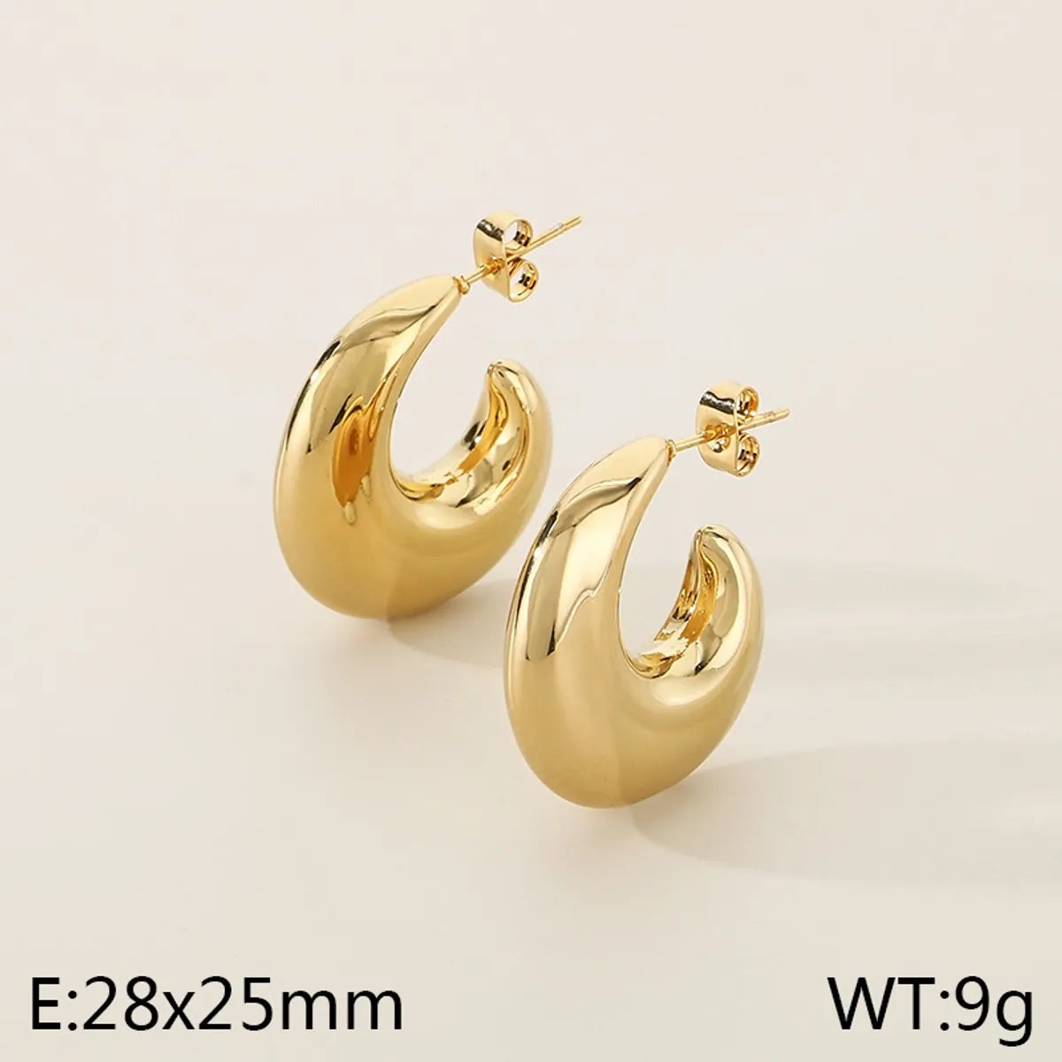 1 Pair Simple Style Solid Color Plating 304 Stainless Steel 18K Gold Plated Earrings