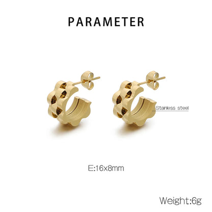 1 Pair Simple Style Solid Color Plating 304 Stainless Steel 18K Gold Plated Earrings