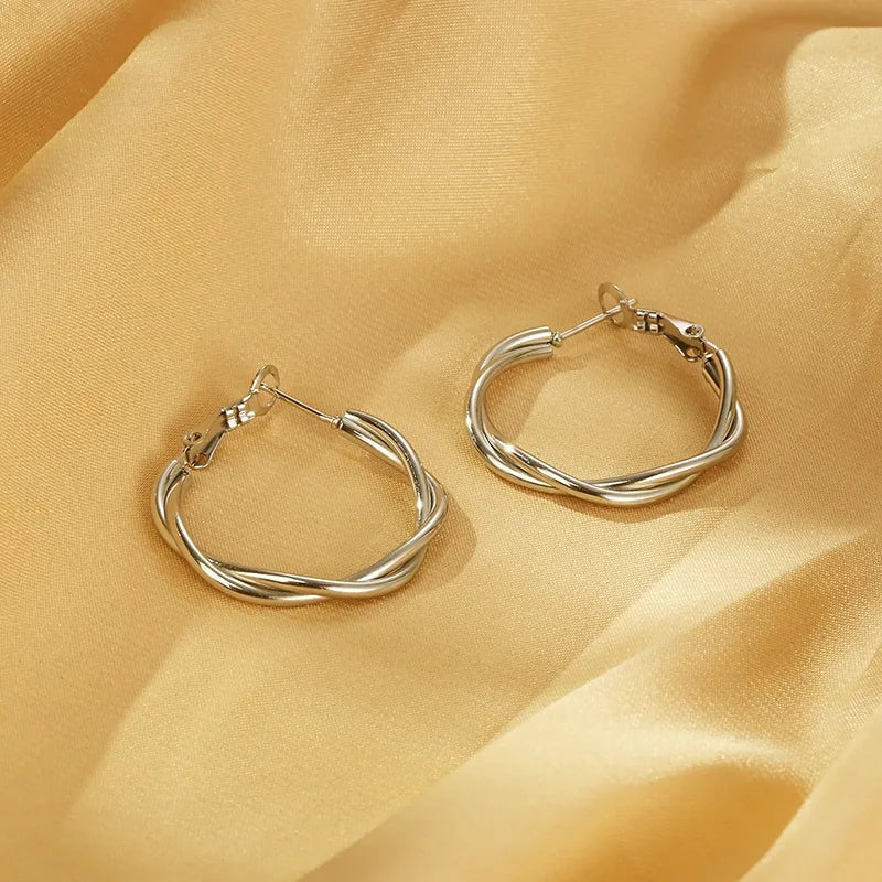 1 Pair Simple Style Solid Color Plating 304 Stainless Steel 18K Gold Plated Earrings