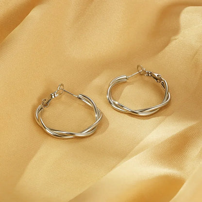 1 Pair Simple Style Solid Color Plating 304 Stainless Steel 18K Gold Plated Earrings