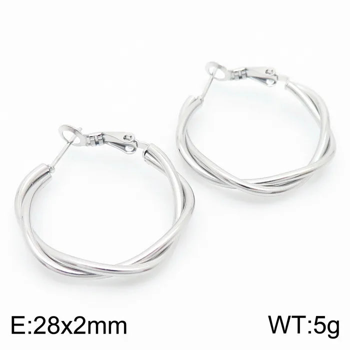 1 Pair Simple Style Solid Color Plating 304 Stainless Steel 18K Gold Plated Earrings